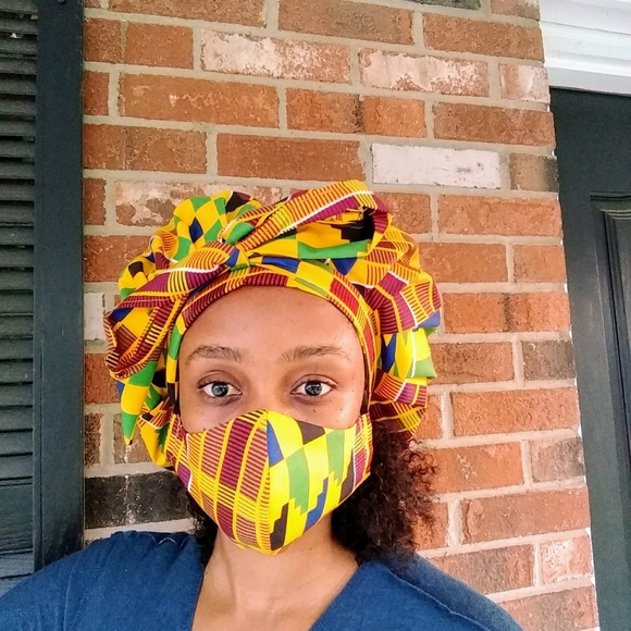 Utopia Africa Designs Accessories - Self tie bonnet and matching facemask